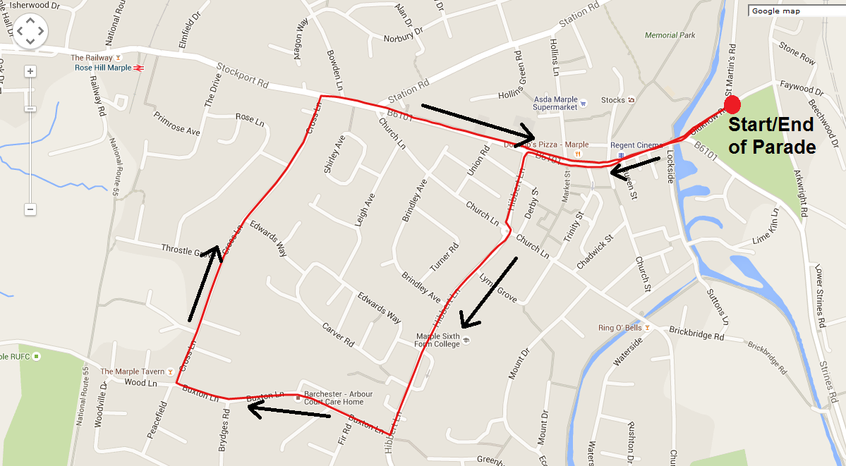 Marple Carnival Parade Route Map